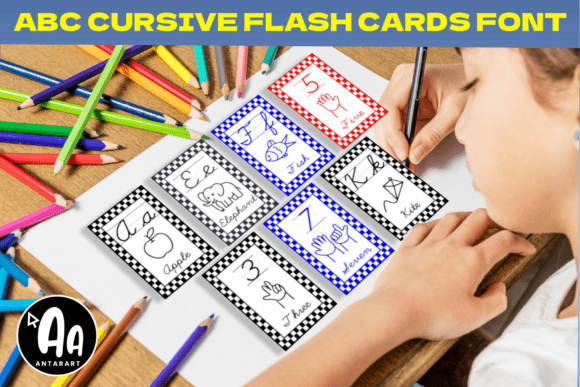 Font Choice That Speaks: Cursive Handwriting Flashcards Checkered
